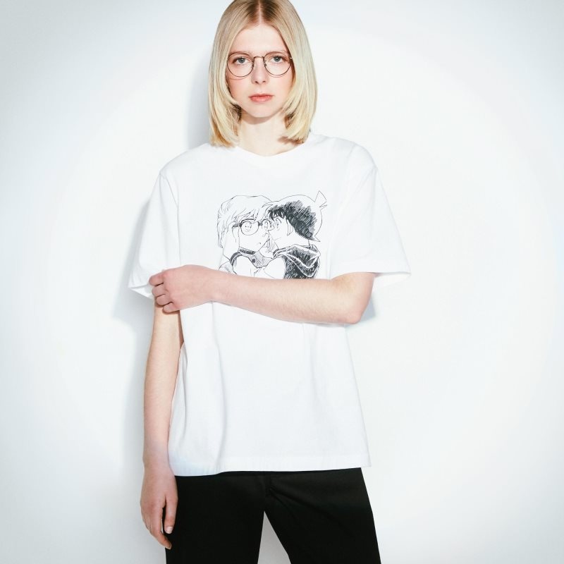 T Shirts Uniqlo Introduction Of Detective Conan Case Closed Ut Short-sleeve Graphic Homme Blanche | 898852