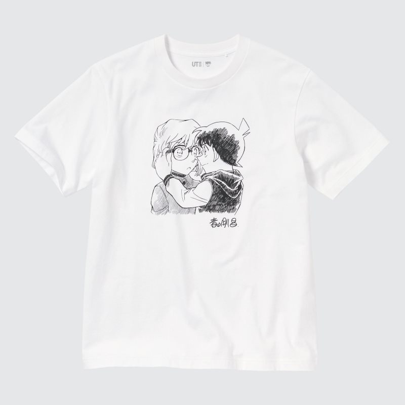 T Shirts Uniqlo Introduction Of Detective Conan Case Closed Ut Short-sleeve Graphic Homme Blanche | 898852