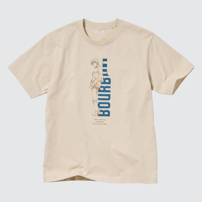 T Shirts Uniqlo Introduction Of Detective Conan Case Closed Ut Short-sleeve Graphic Homme Beige | 1687556