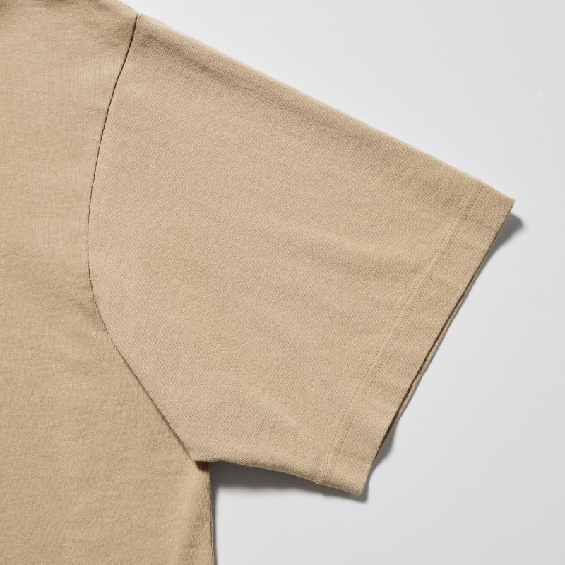 T Shirts Uniqlo L.A. Eats Ut Oversized Short-sleeve Graphic Katsu Sando Homme Beige | 3567862