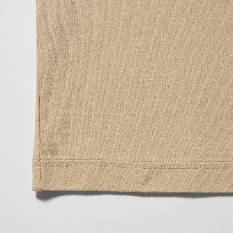 T Shirts Uniqlo L.A. Eats Ut Oversized Short-sleeve Graphic Katsu Sando Homme Beige | 3567862