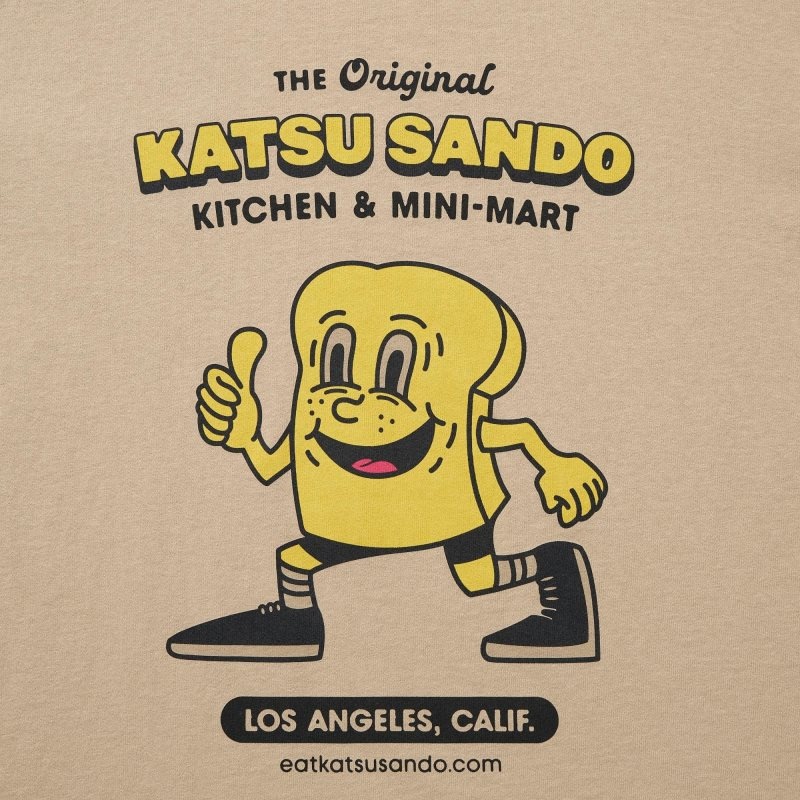 T Shirts Uniqlo L.A. Eats Ut Oversized Short-sleeve Graphic Katsu Sando Homme Beige | 3567862