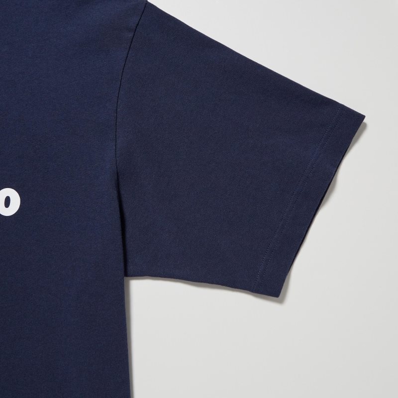 T Shirts Uniqlo L.A. Eats Ut Oversized Short-sleeve Graphic Katsu Sando Homme Bleu Marine | 9424353