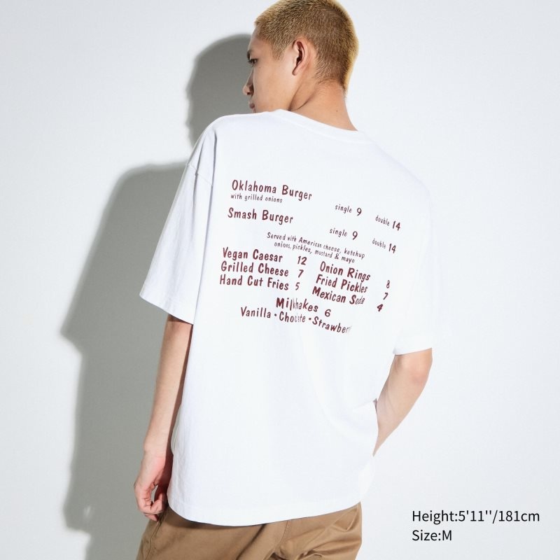 T Shirts Uniqlo L.A. Eats Ut Oversized Short-sleeve Graphic Burger She Wrote Homme Blanche | 4179607