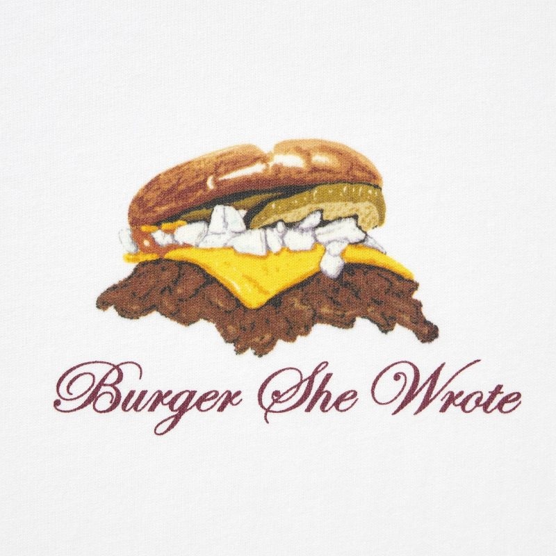 T Shirts Uniqlo L.A. Eats Ut Oversized Short-sleeve Graphic Burger She Wrote Homme Blanche | 4179607