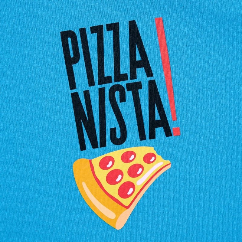 T Shirts Uniqlo L.A. Eats Ut Oversized Short-sleeve Graphic Pizzanista! Homme Bleu | 9704009