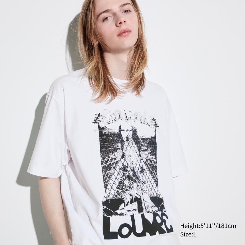 T Shirts Uniqlo Louvre By M/M Ut Oversized Short-sleeve Graphic Homme Blanche | 6396266
