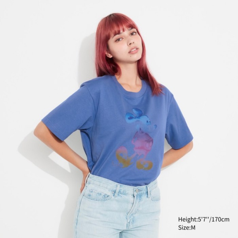 T Shirts Uniqlo MAGIC FOR ALL FOREVER UT Short-Sleeve Femme Bleu | 3369777