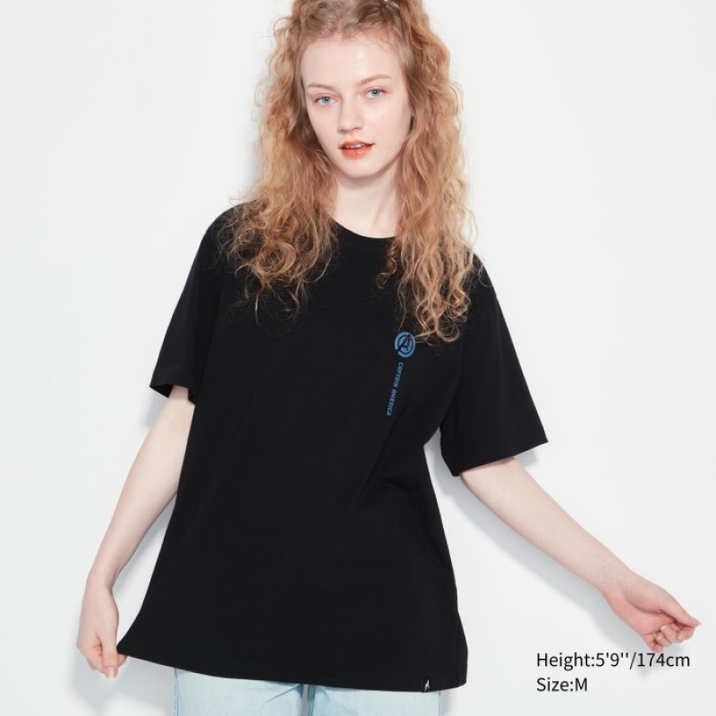 T Shirts Uniqlo Marvel Art Collection by Mondo UT Short Sleeve Femme Noir | 8629410