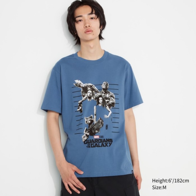 T Shirts Uniqlo Marvel Art Collection by Mondo UT Short-Sleeve Femme Bleu | 3539089