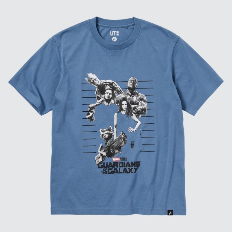 T Shirts Uniqlo Marvel Art Collection by Mondo UT Short-Sleeve Femme Bleu | 3539089