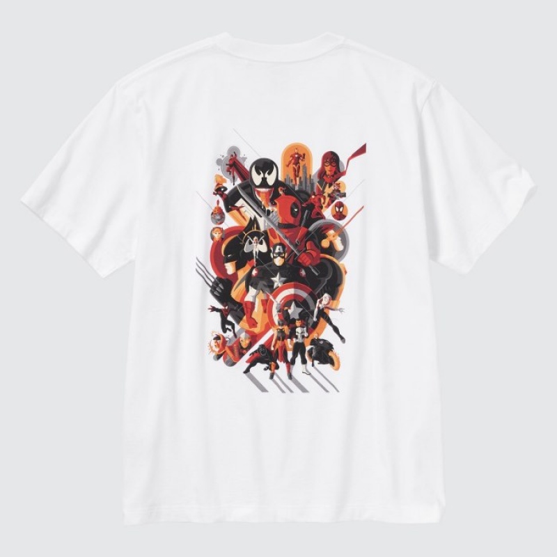 T Shirts Uniqlo Marvel Art Collection by Mondo UT Short-Sleeve Femme Blanche | 1121177