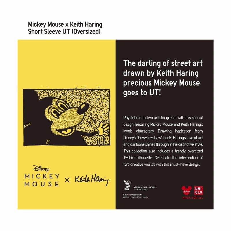 T Shirts Uniqlo Mickey Mouse X Keith Haring Ut Oversized Short-sleeve Graphic Homme Noir | 4494532