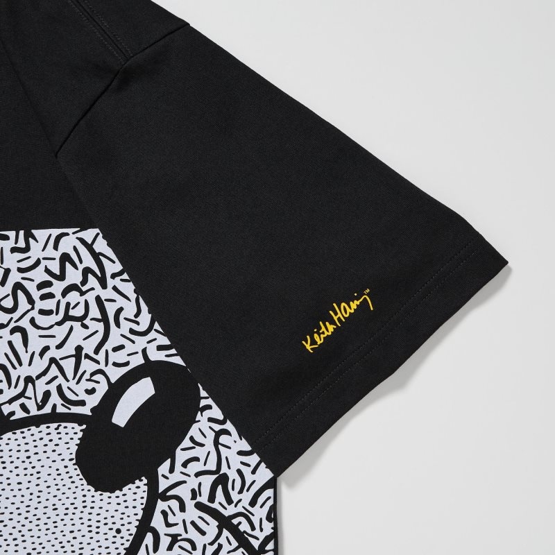 T Shirts Uniqlo Mickey Mouse X Keith Haring Ut Oversized Short-sleeve Graphic Homme Noir | 4494532