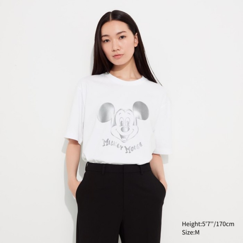 T Shirts Uniqlo Mickey Shines UT Short-Sleeve Femme Blanche | 1853950