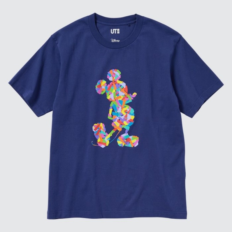 T Shirts Uniqlo Mickey Stands UT Short-Sleeve Femme Bleu | 5193603