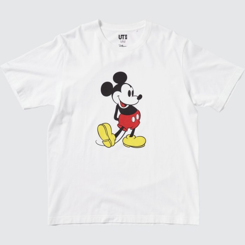 T Shirts Uniqlo Mickey Stands UT Short-Sleeve Femme Blanche | 1072395