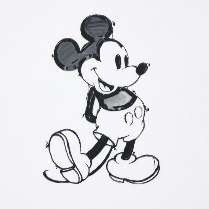 T Shirts Uniqlo Mickey Stands UT Short Sleeve Femme Blanche | 5589249