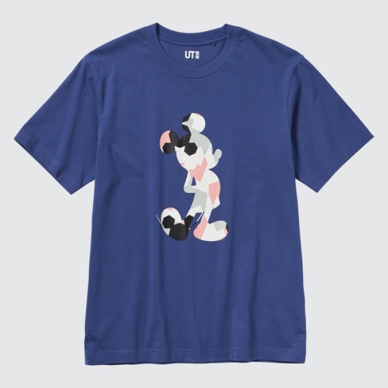 T Shirts Uniqlo Mickey Stands UT Short Sleeve Femme Bleu | 9054032