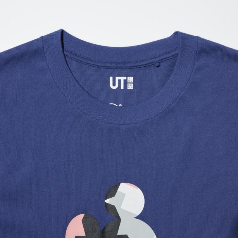 T Shirts Uniqlo Mickey Stands UT Short Sleeve Femme Bleu | 9054032