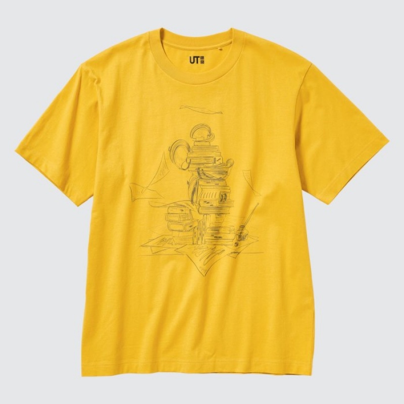 T Shirts Uniqlo Mickey Stands UT Short Sleeve Femme Jaune | 3537496