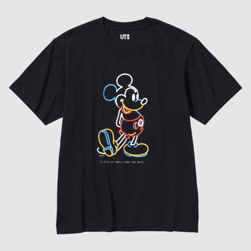 T Shirts Uniqlo Mickey Stands UT Short Sleeve Femme Noir | 7543978