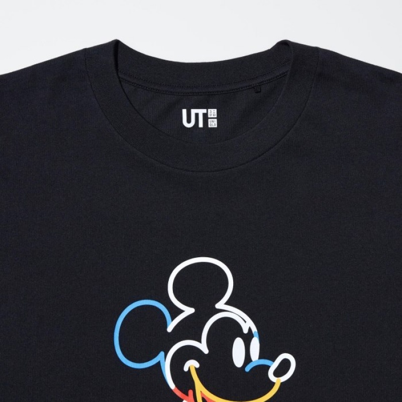 T Shirts Uniqlo Mickey Stands UT Short Sleeve Femme Noir | 7543978