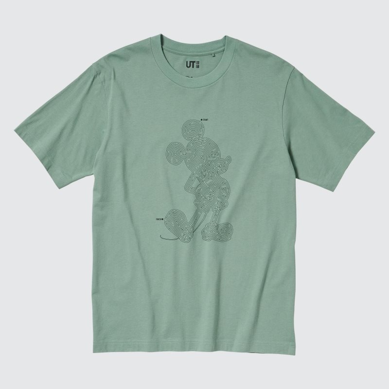 T Shirts Uniqlo Mickey Stands Ut Short Sleeve Graphic Homme Vert | 8757576