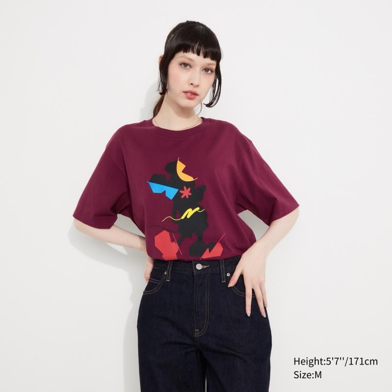 T Shirts Uniqlo Mickey Stands Ut Short-sleeve Graphic Homme Bordeaux | 3679888