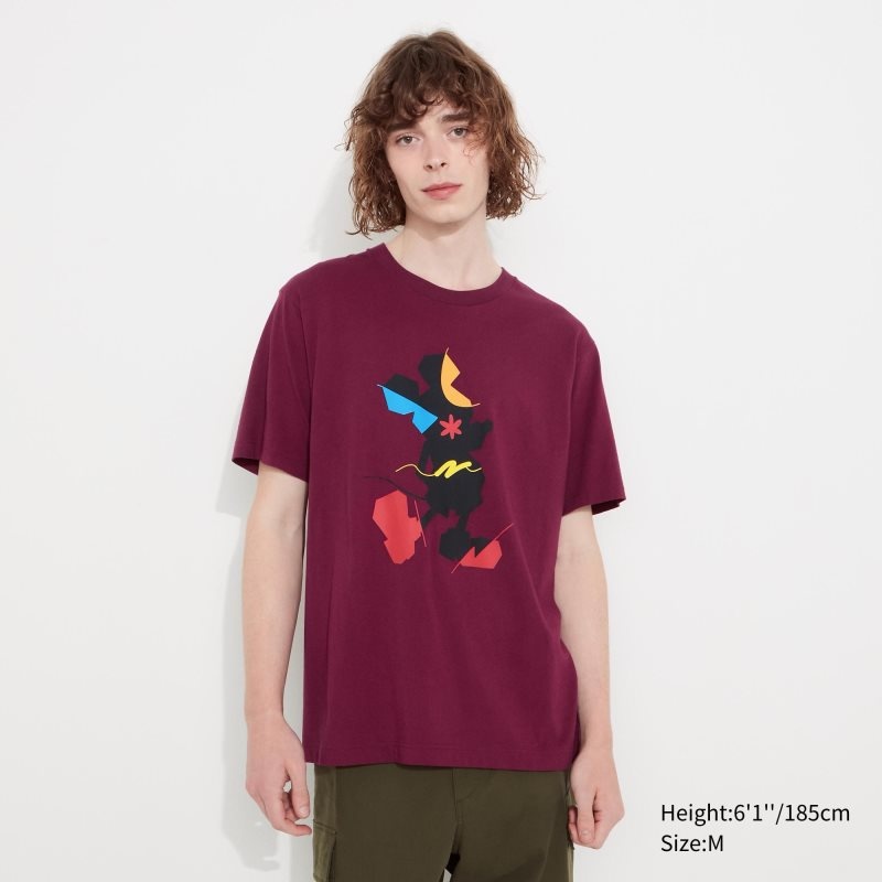 T Shirts Uniqlo Mickey Stands Ut Short-sleeve Graphic Homme Bordeaux | 3679888