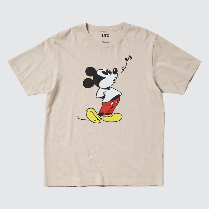 T Shirts Uniqlo Mickey Stands Ut Short-sleeve Graphic Homme Beige | 5968148