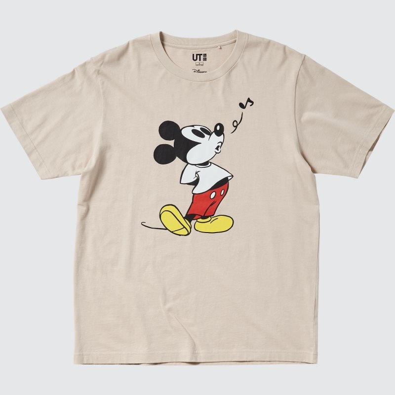 T Shirts Uniqlo Mickey Stands Ut Short-sleeve Graphic Homme Beige | 5968148
