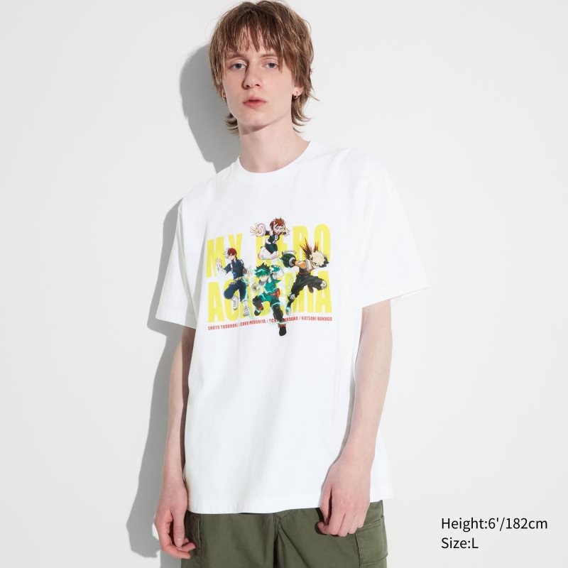 T Shirts Uniqlo My Hero Academia Ut Short-sleeve Graphic Homme Blanche | 674870