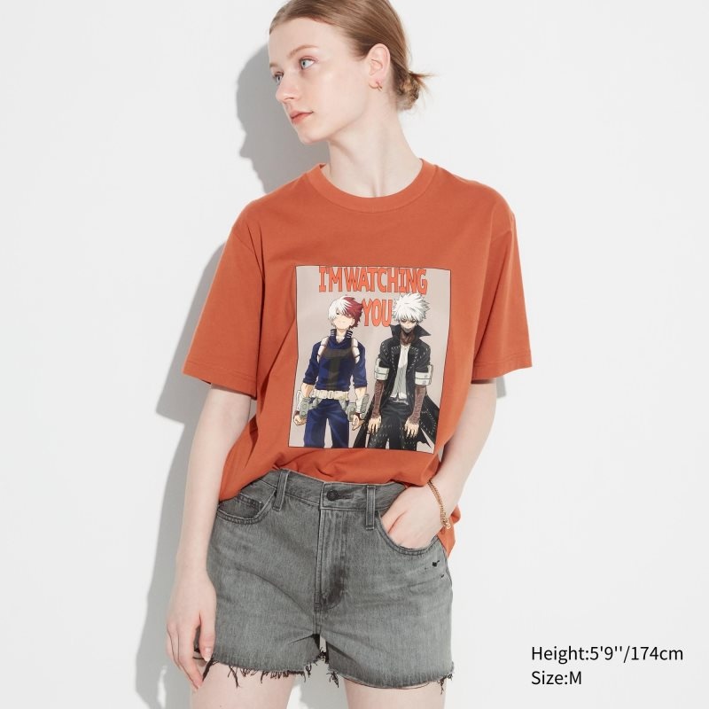 T Shirts Uniqlo My Hero Academia Ut Short-sleeve Graphic Homme Orange | 7486467