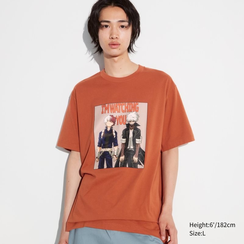 T Shirts Uniqlo My Hero Academia Ut Short-sleeve Graphic Homme Orange | 7486467