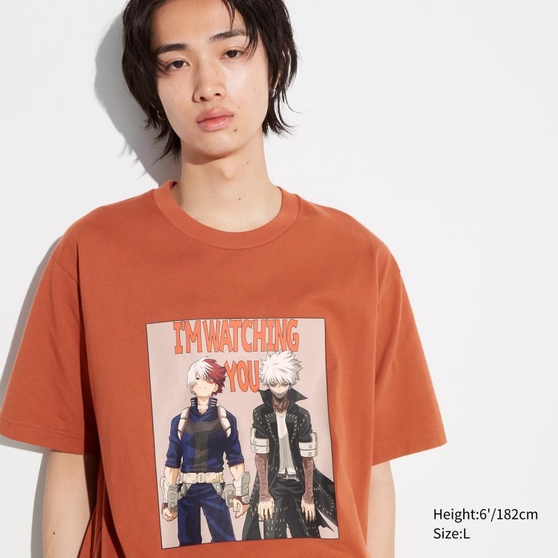 T Shirts Uniqlo My Hero Academia Ut Short-sleeve Graphic Homme Orange | 7486467