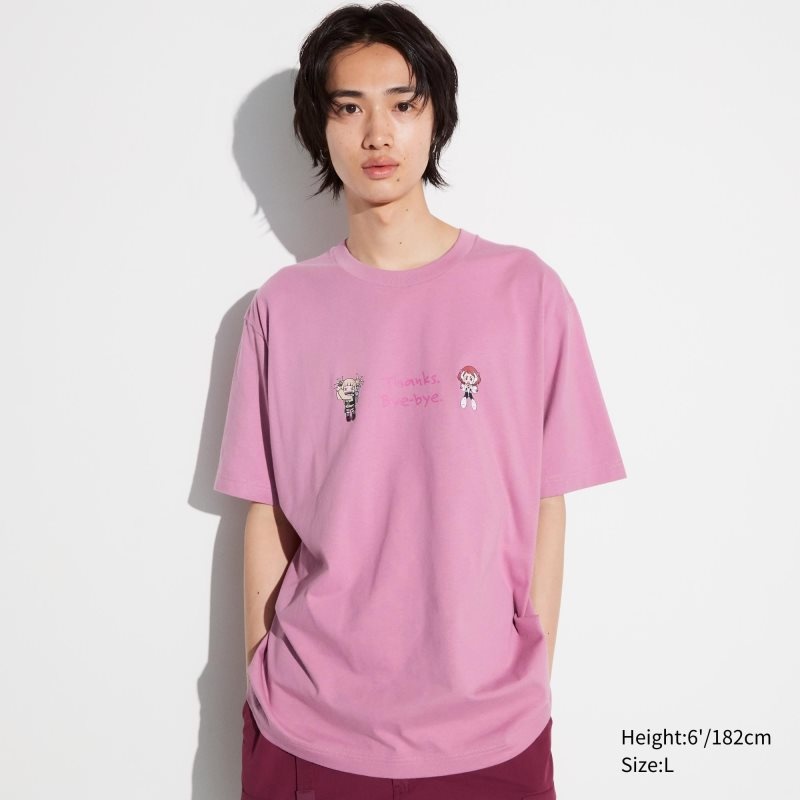 T Shirts Uniqlo My Hero Academia Ut Short-sleeve Graphic Homme Rose | 7679354