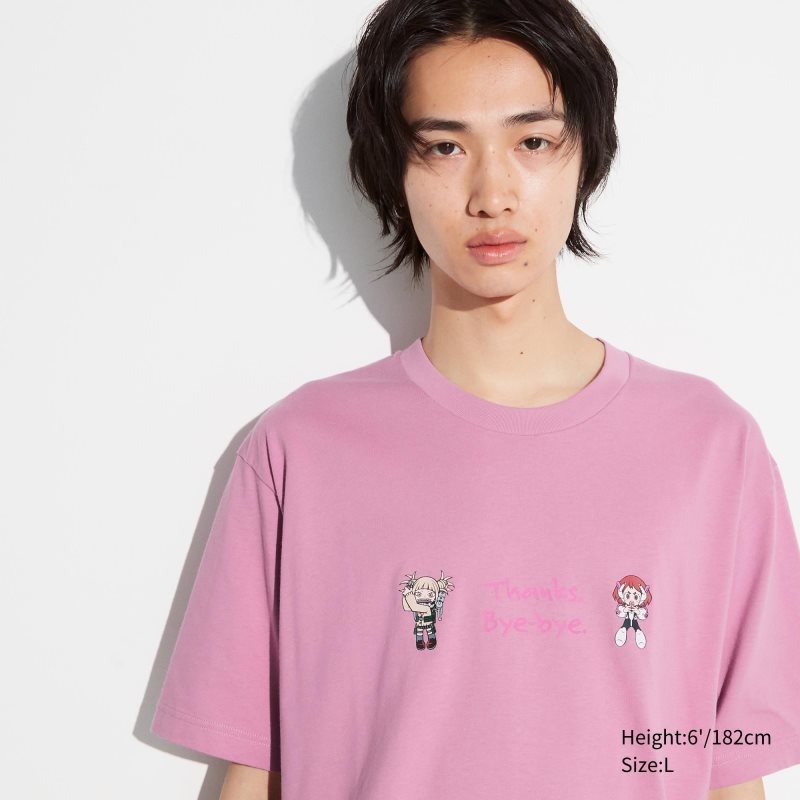 T Shirts Uniqlo My Hero Academia Ut Short-sleeve Graphic Homme Rose | 7679354