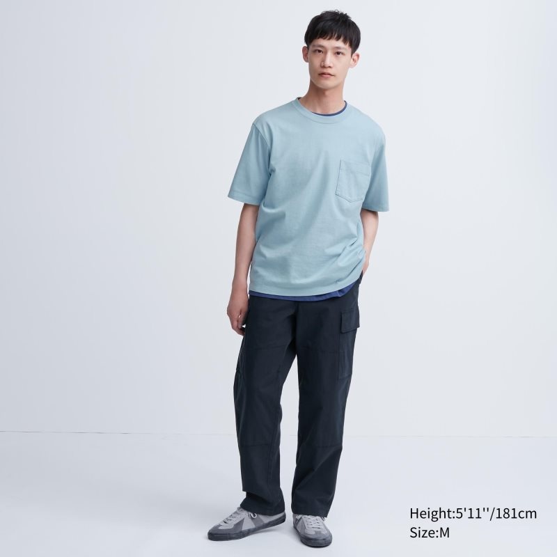 T Shirts Uniqlo Oversized Pocket Crew Neck Half-sleeve Homme Blanche | 7619223