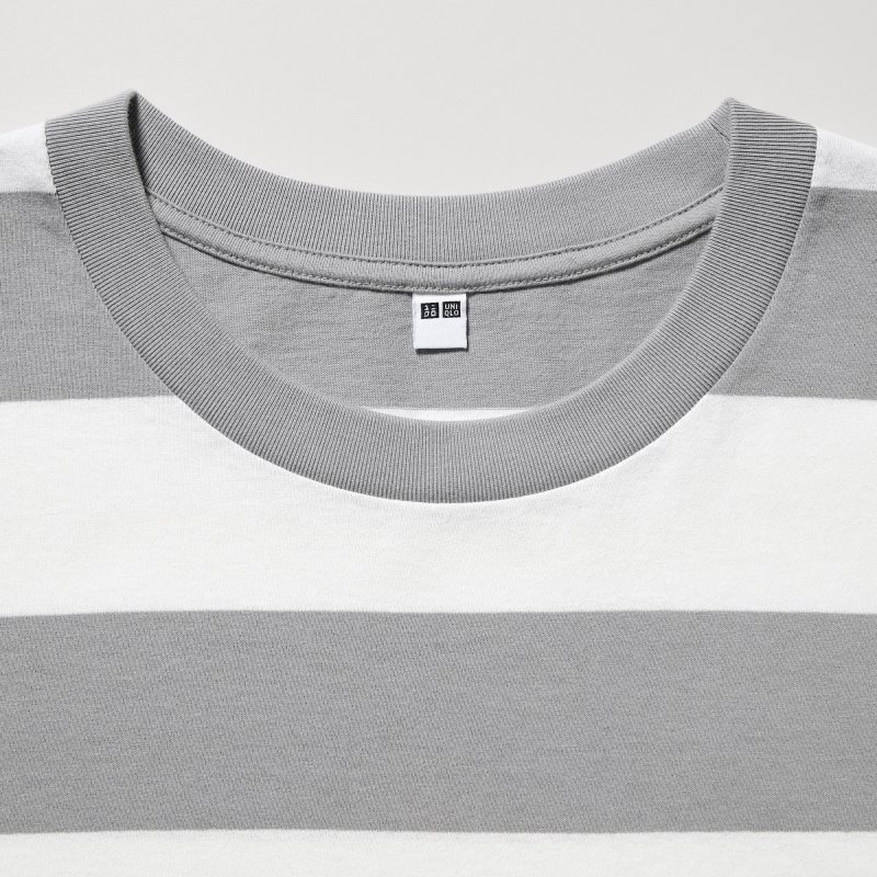 T Shirts Uniqlo Oversized Striped Half-sleeve Homme Grise | 4453904