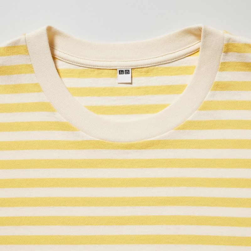 T Shirts Uniqlo Oversized Striped Half-sleeve Homme Jaune | 8319381