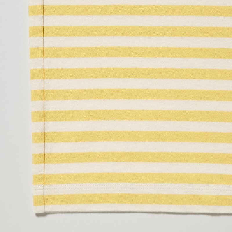 T Shirts Uniqlo Oversized Striped Half-sleeve Homme Jaune | 8319381