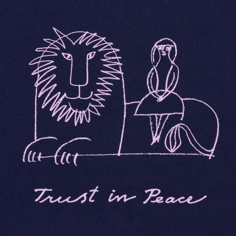 T Shirts Uniqlo PEACE FOR ALL Lisa Larson Short-Sleeve Femme Bleu Marine | 7249181