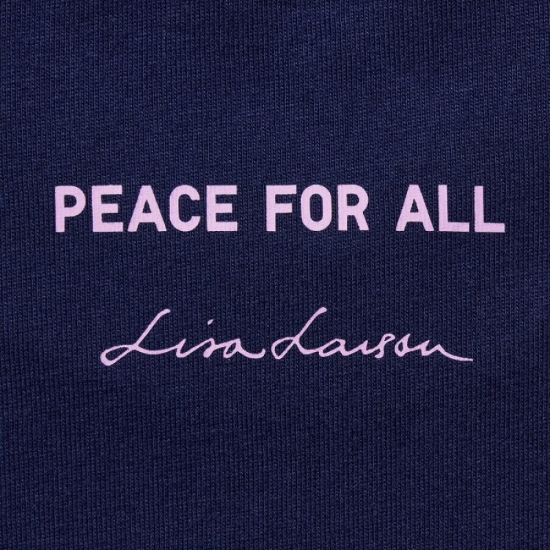 T Shirts Uniqlo PEACE FOR ALL Lisa Larson Short-Sleeve Femme Bleu Marine | 7249181