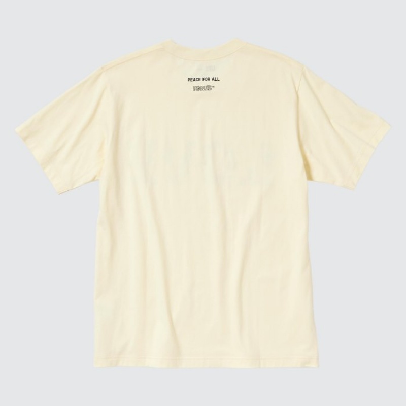 T Shirts Uniqlo PEACE FOR ALL Short-Sleeve Graphic Peanuts Femme Jaune | 4645361