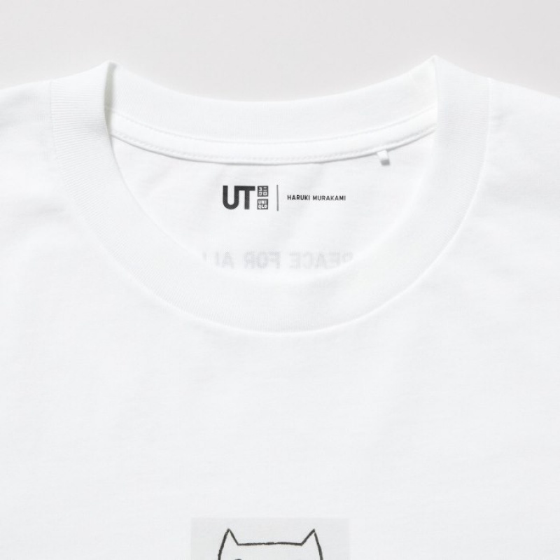 T Shirts Uniqlo PEACE FOR ALL Short-Sleeve Graphic Haruki Murakami Femme Blanche | 5072269