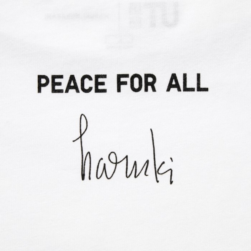 T Shirts Uniqlo PEACE FOR ALL Short-Sleeve Graphic Haruki Murakami Femme Blanche | 5072269