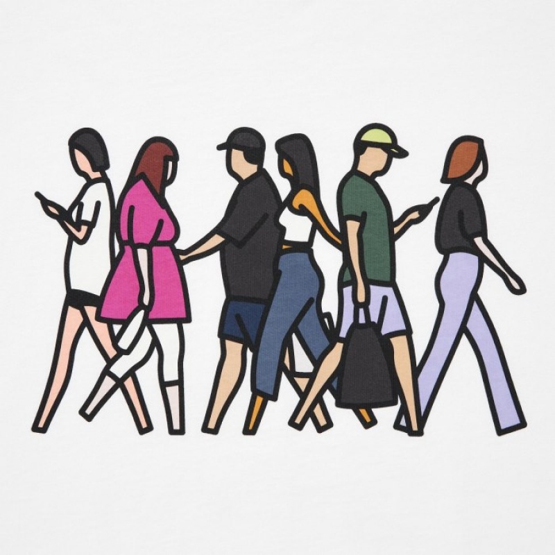 T Shirts Uniqlo PEACE FOR ALL Short-Sleeve Graphic Julian Opie Femme Blanche | 1214819