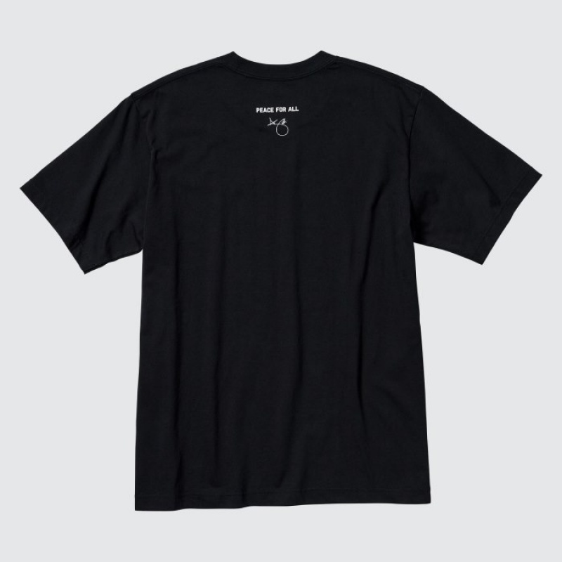 T Shirts Uniqlo PEACE FOR ALL Short-Sleeve Graphic Adam Scott Femme Noir | 8092705