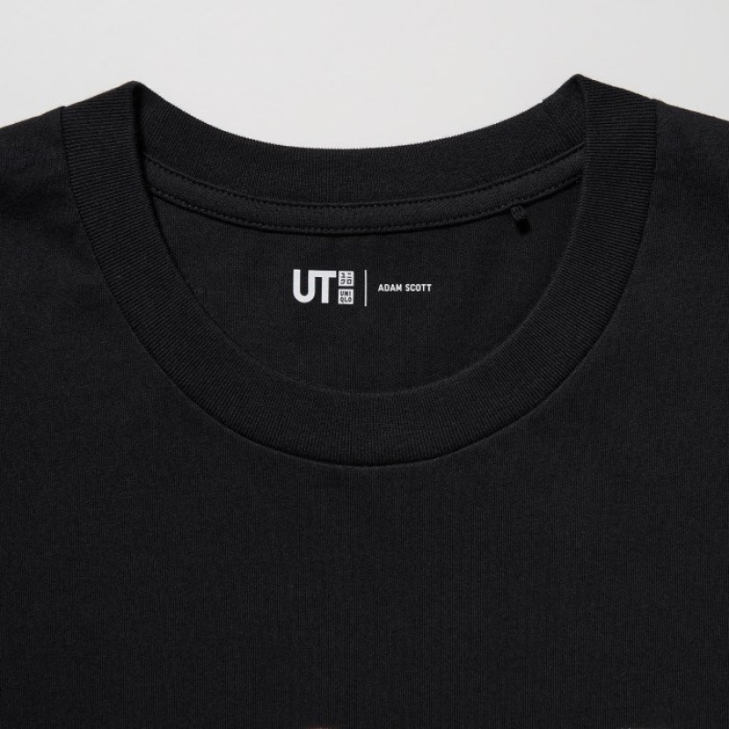 T Shirts Uniqlo PEACE FOR ALL Short-Sleeve Graphic Adam Scott Femme Noir | 8092705